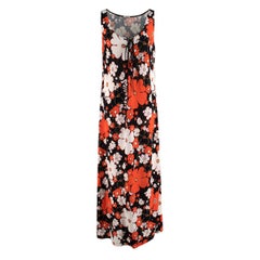 Miu Miu Lace-up Orange Floral Print Stretch-Jersey Maxi Dress - Us size 12