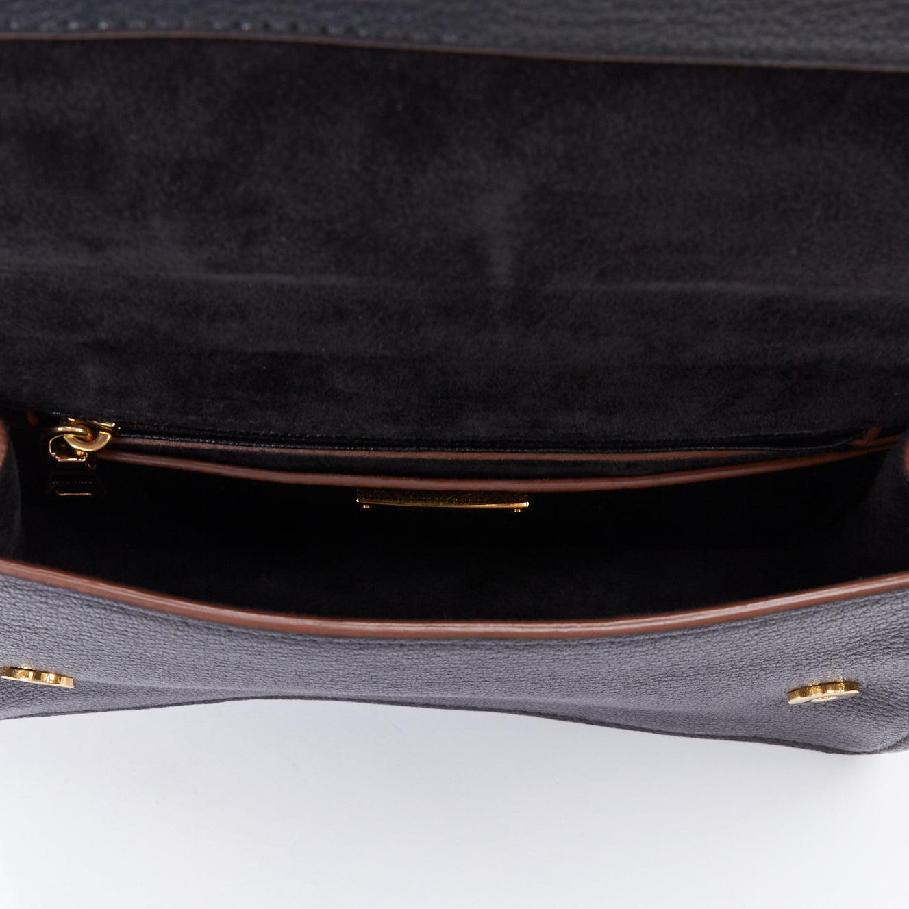 MIU MIU Lady black leather colorful rhinestone buckle flap crossbody bag For Sale 4