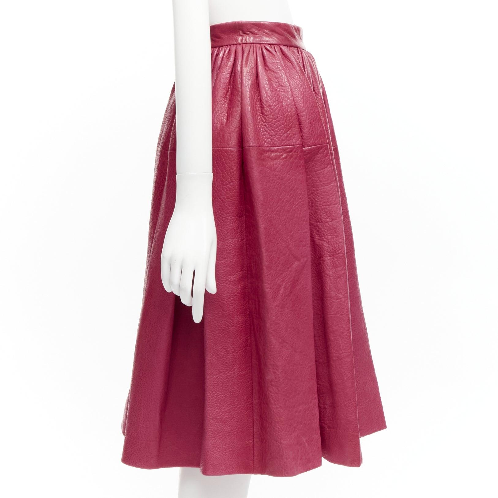 Red MIU MIU lambskin leather high waist panelled A-line table skirt IT40 S For Sale