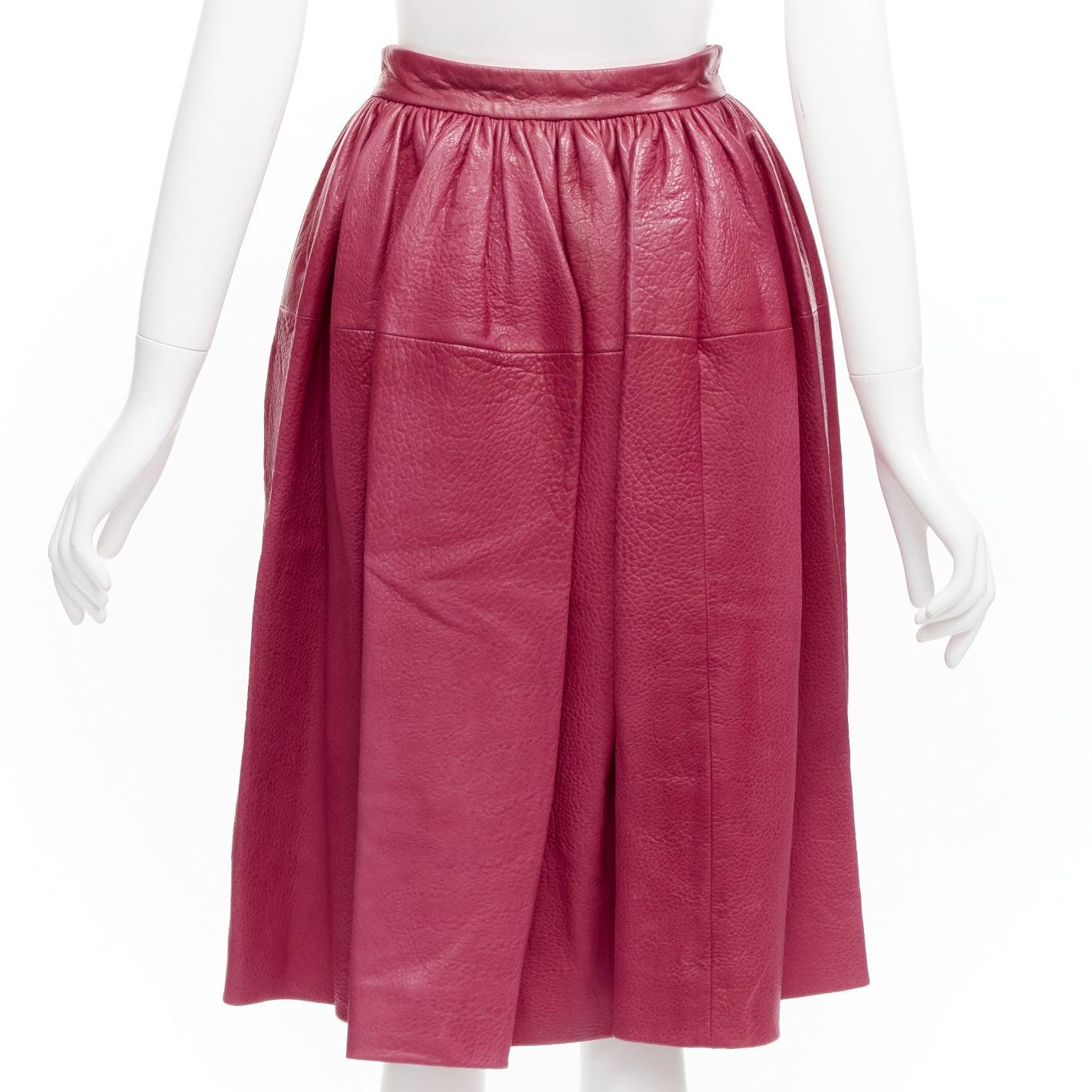 MIU MIU lambskin leather high waist panelled A-line table skirt IT40 S In Excellent Condition For Sale In Hong Kong, NT