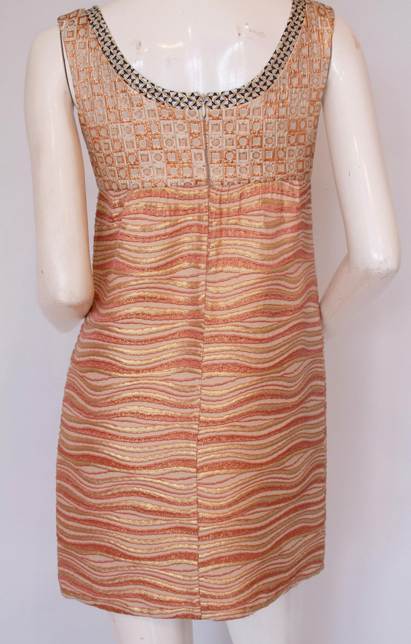 Miu Miu, Lamé Metallic Rose and Gold, Dress, S/S 2008 In Good Condition In Kingston, NY