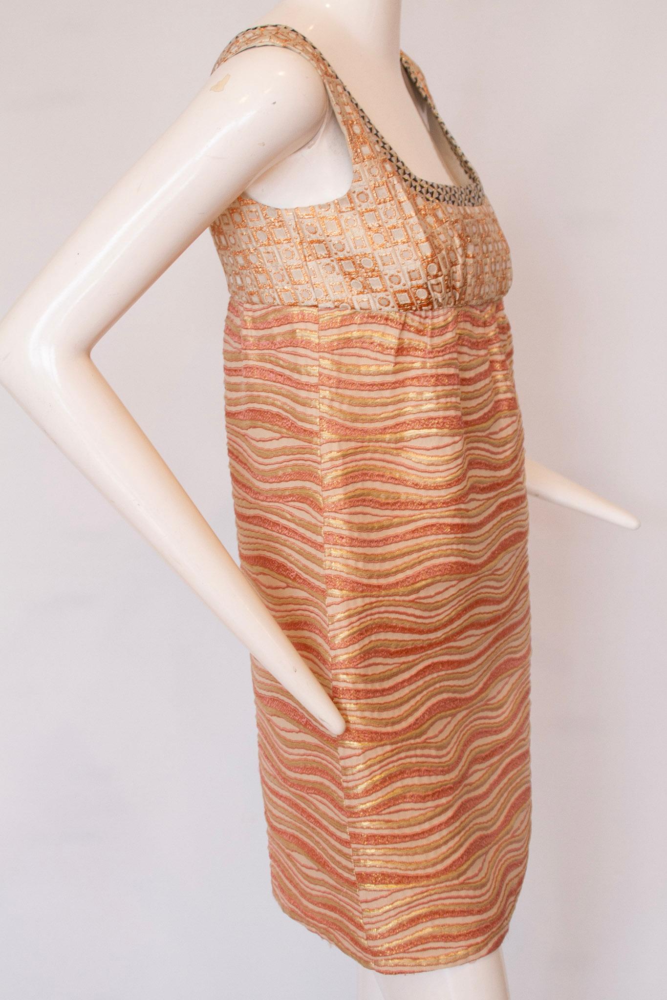 Miu Miu, Lamé Metallic Rose and Gold, Dress, S/S 2008 For Sale 1
