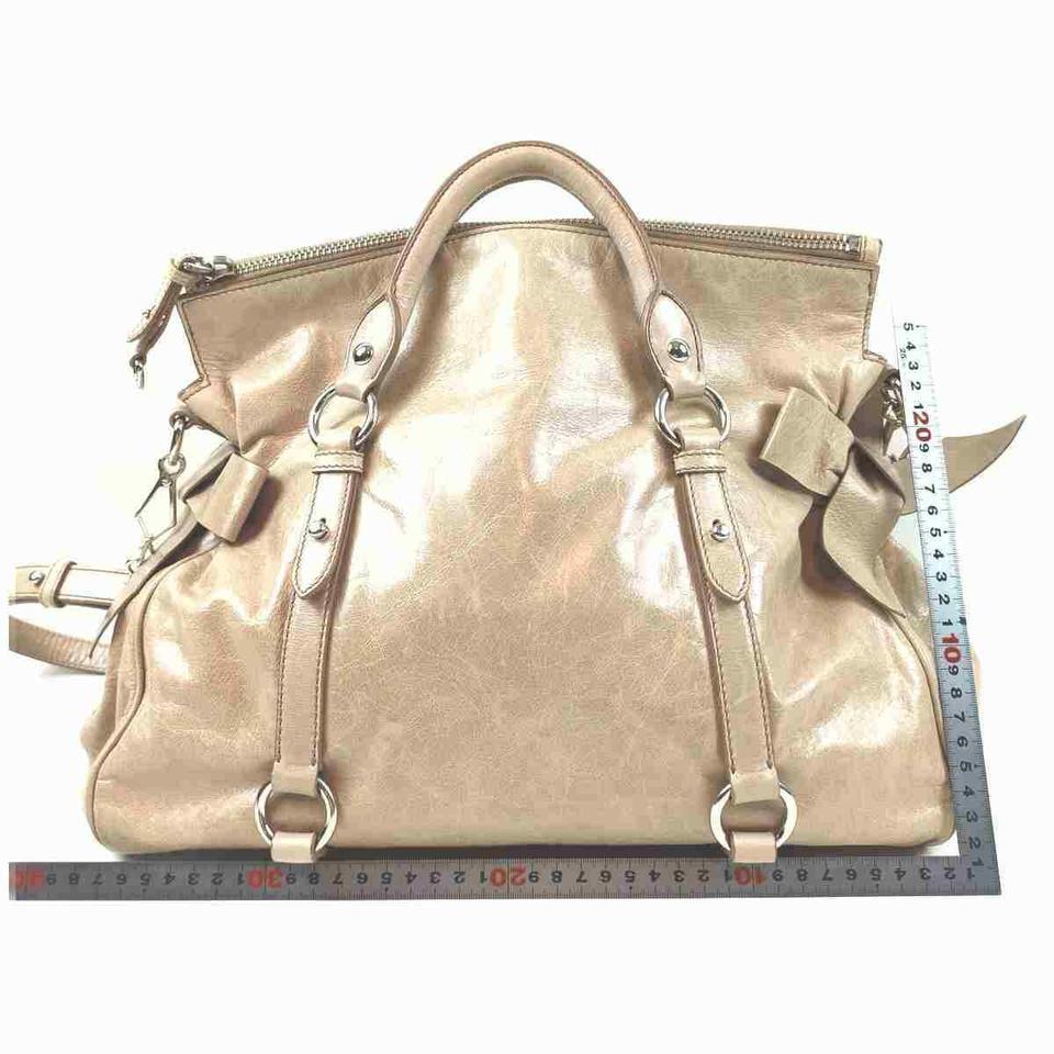 Miu Miu Large Tote 2way Shoulder Bag Pink-Beige Leather 860240 For Sale 2