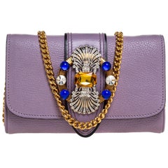 Miu Miu Lavinder Leather Crystal-Embellished Shoulder Bag