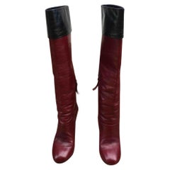 Used Miu Miu Leather Boots in Burgundy