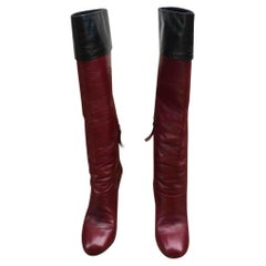 Botas de piel Miu Miu en burdeos