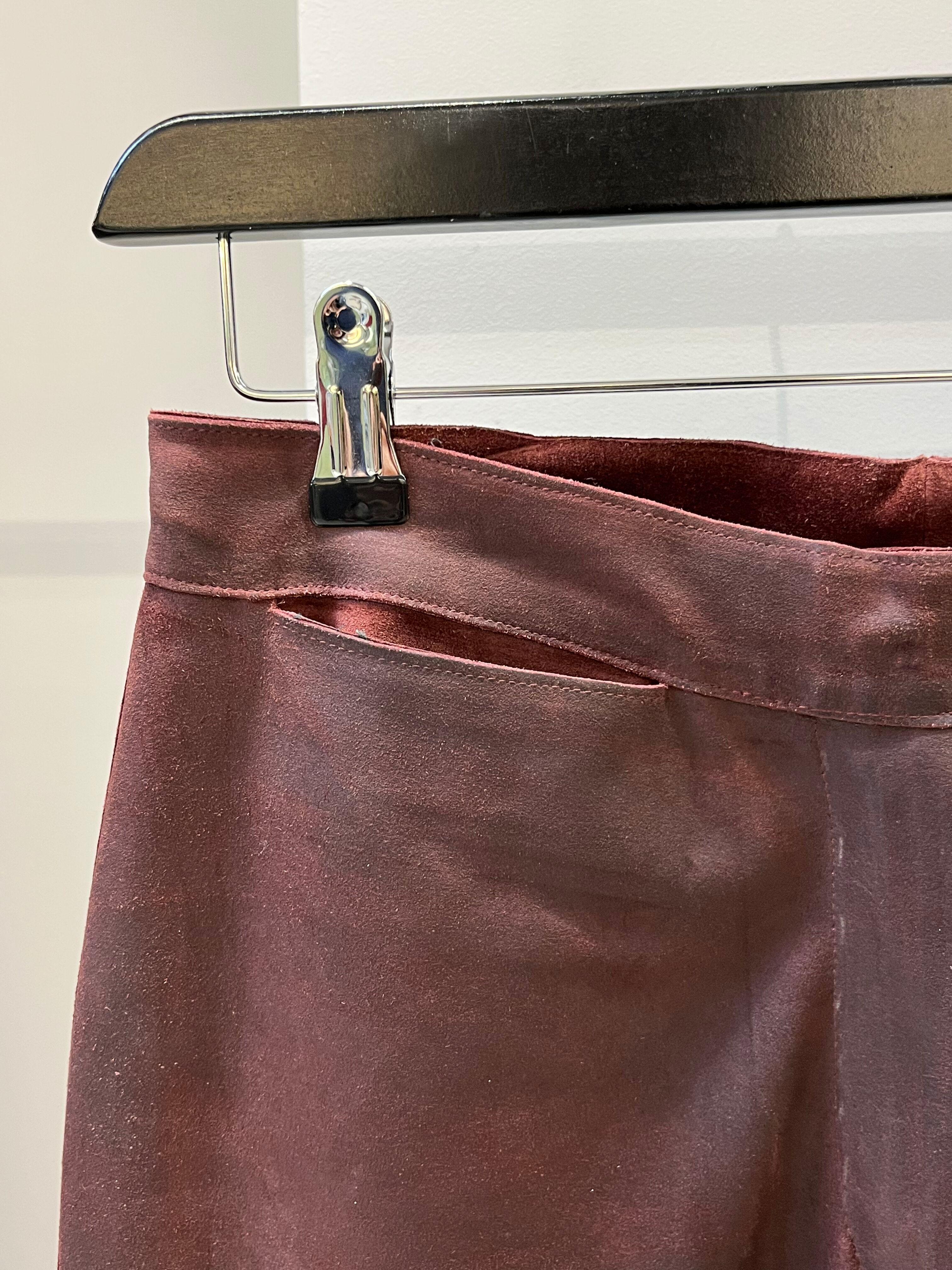 Miu Miu Leather Brown Pants In Good Condition For Sale In LISSE, NL