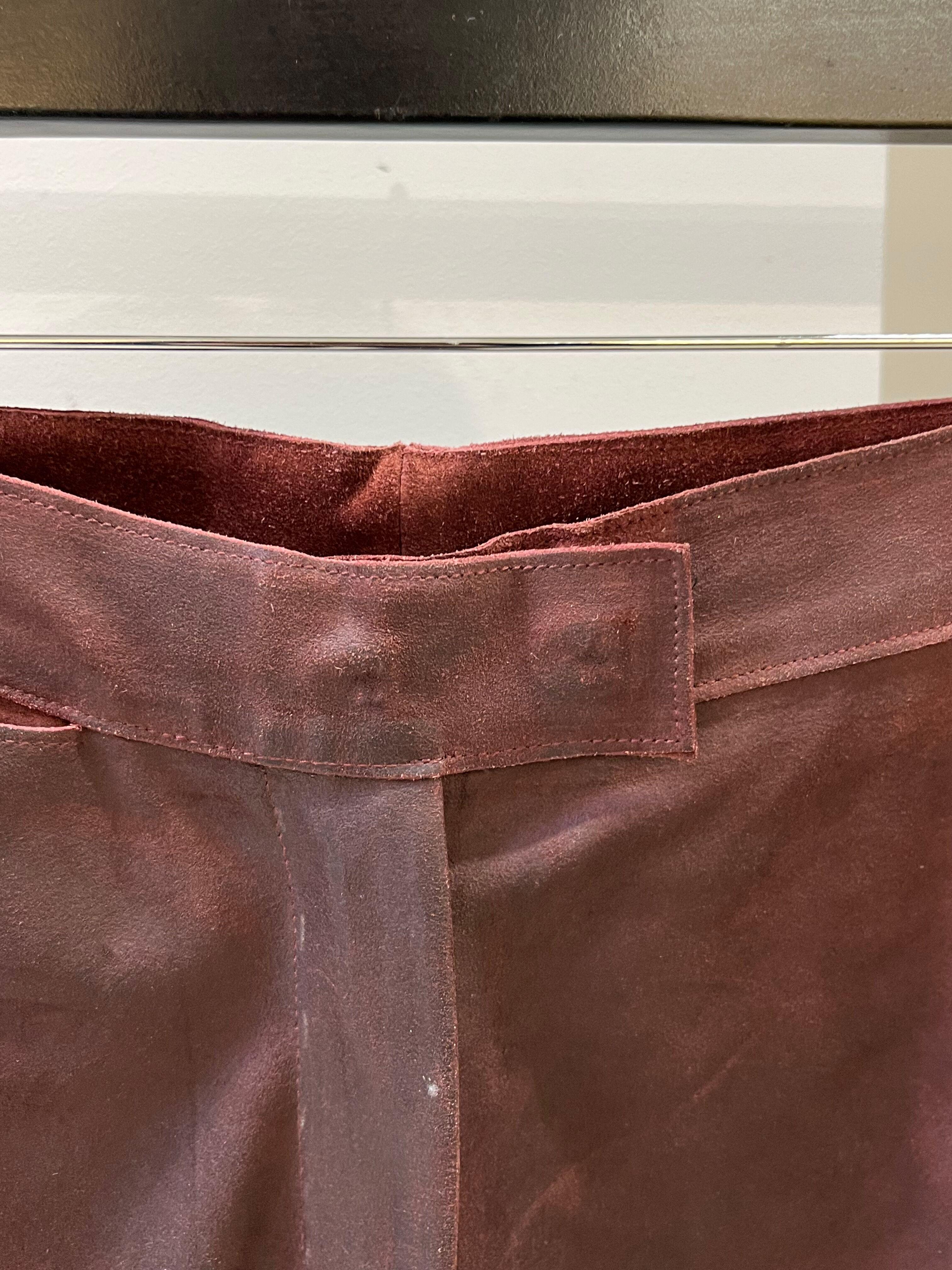 Women's Miu Miu Leather Brown Pants For Sale