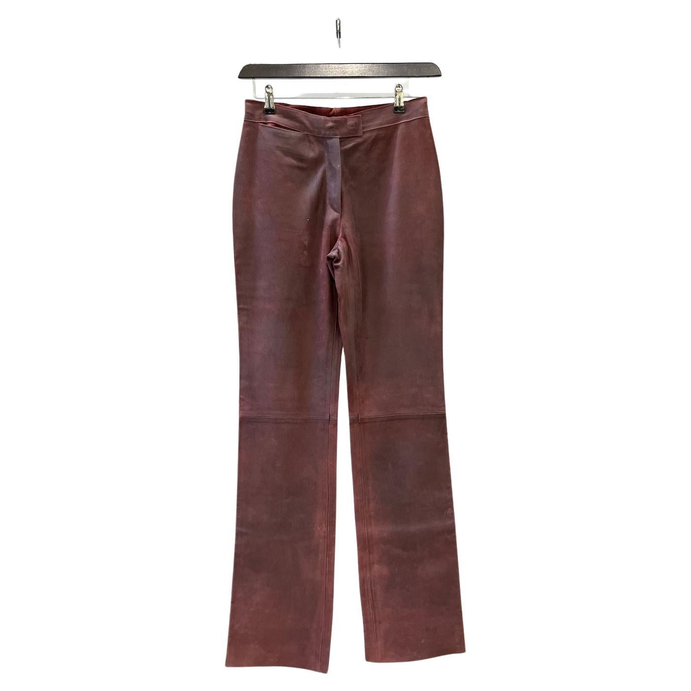 Miu Miu Leather Brown Pants For Sale