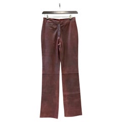 Pantalones de piel marrón Miu Miu