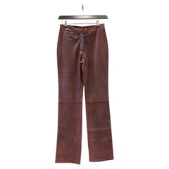 Pantaloni in pelle marrone Miu Miu