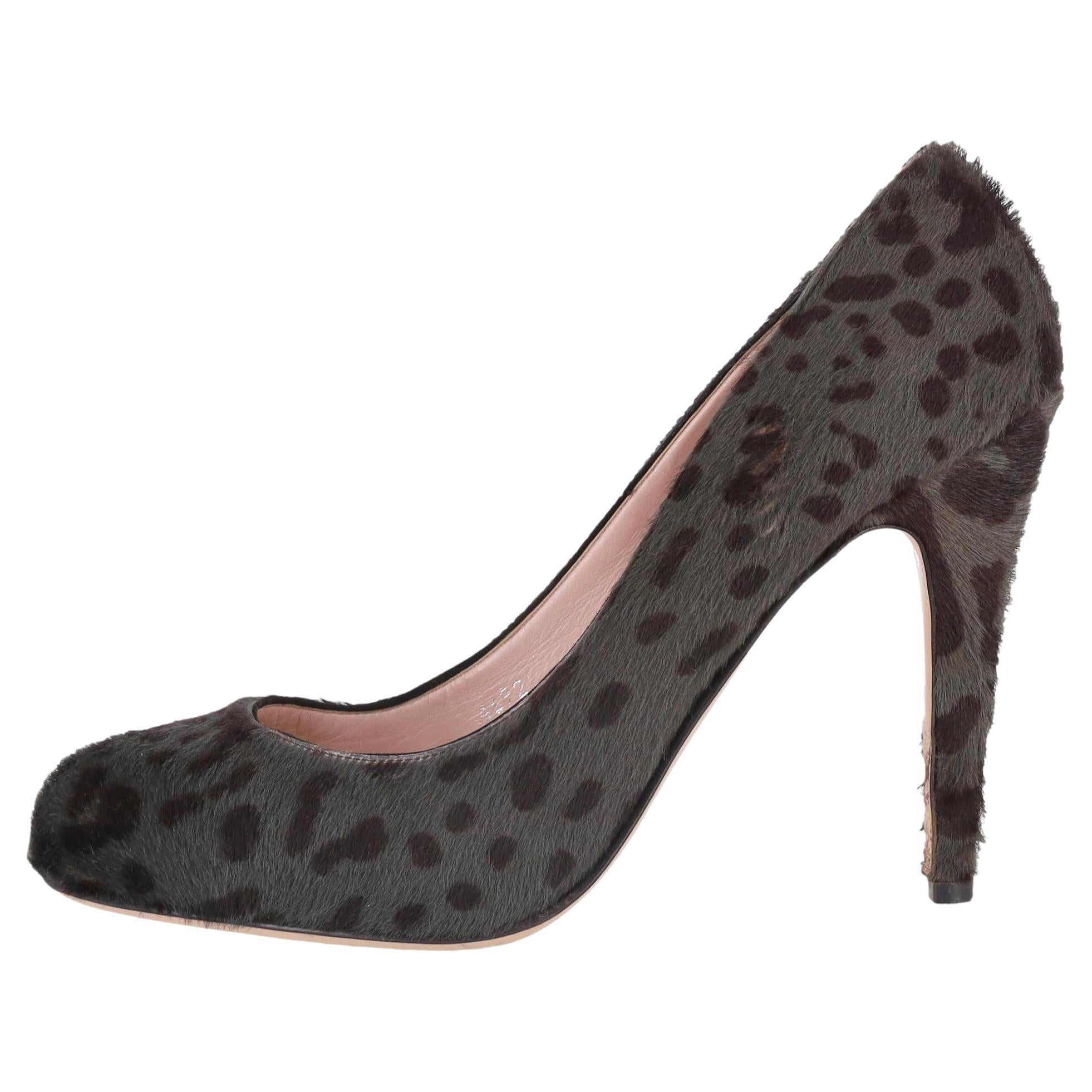 Miu Miu Leopard Print Pony Haar Pumps im Angebot