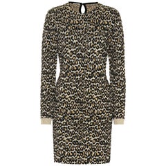Miu Miu Leopard-Print Wool-Blend Dress