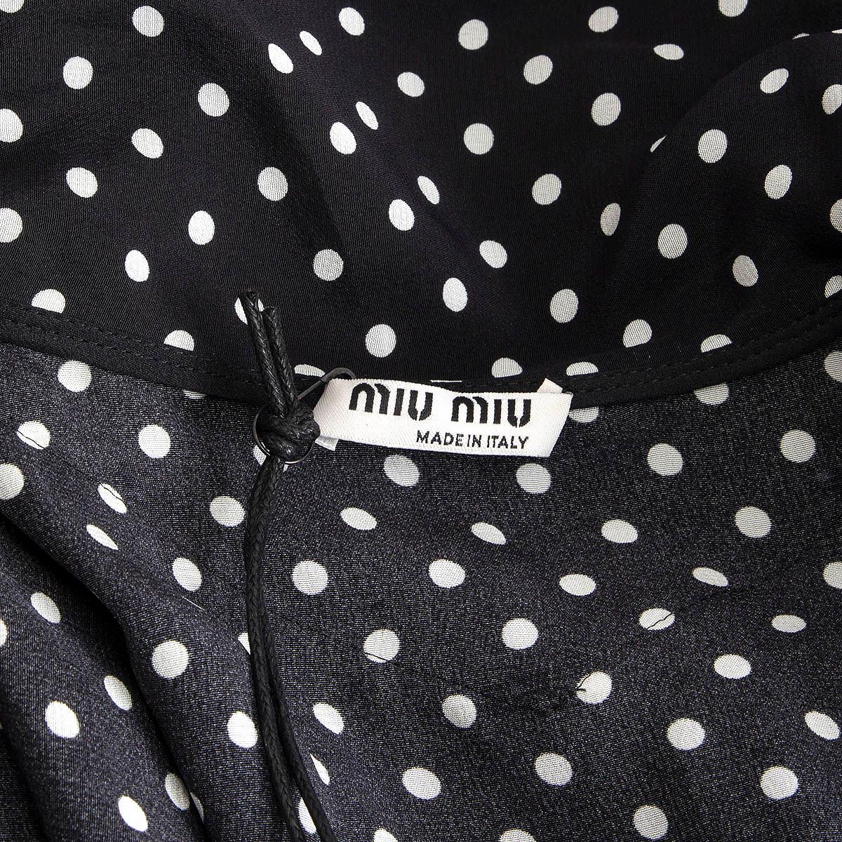 Black MIU MIU light  black white silk POLKA DOT PUSSY BOW Sleeveless Blouse Shirt 40 S For Sale