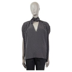 MIU MIU light  black white silk POLKA DOT PUSSY BOW Sleeveless Blouse Shirt 40 S