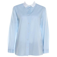 Miu Miu Light Blue Cotton Long Sleeve Button Front Shirt M