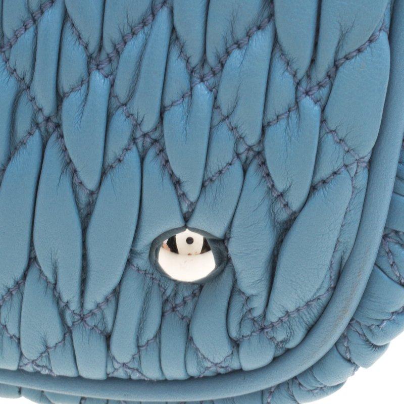 Miu Miu Light Blue Matelasse Leather Swarovski Crystal Tote 6