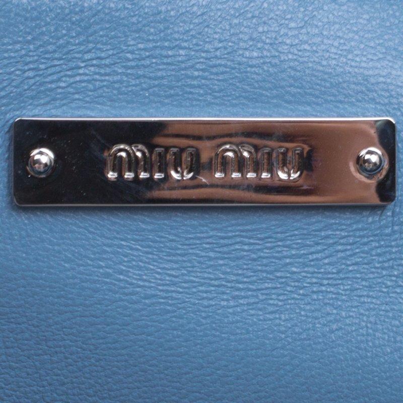 Miu Miu Light Blue Matelasse Leather Swarovski Crystal Tote 1