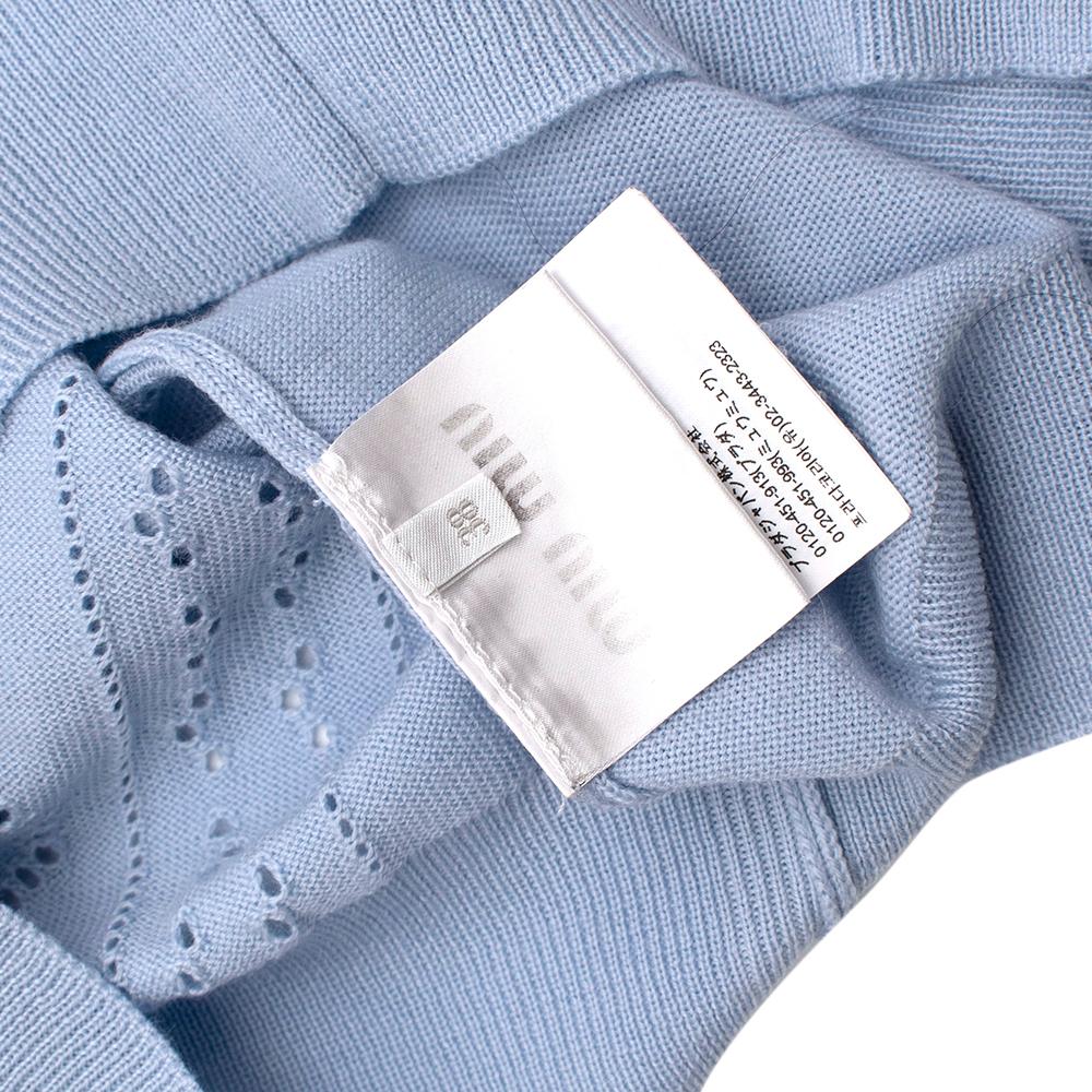 Miu Miu Hellblaue Strickjacke aus Wolle mit Zacken - Größe US 0-2 2