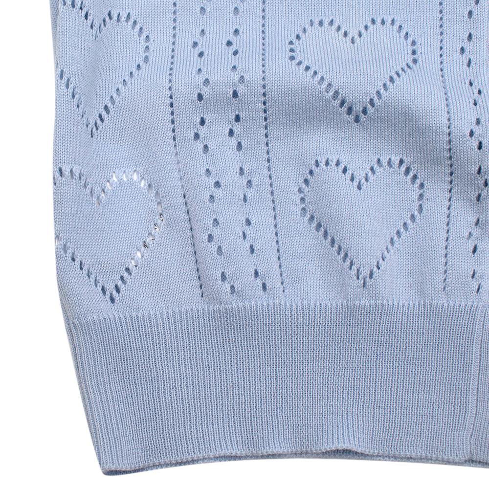 Miu Miu Light Blue Pointelle-knit Wool Cardigan - Size US 0-2 1