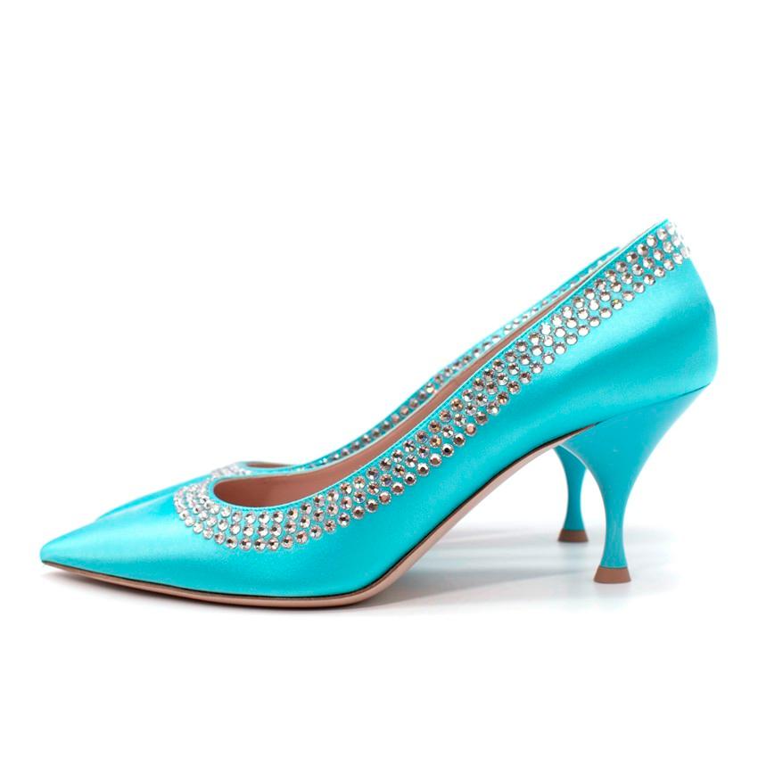 baby blue satin pumps