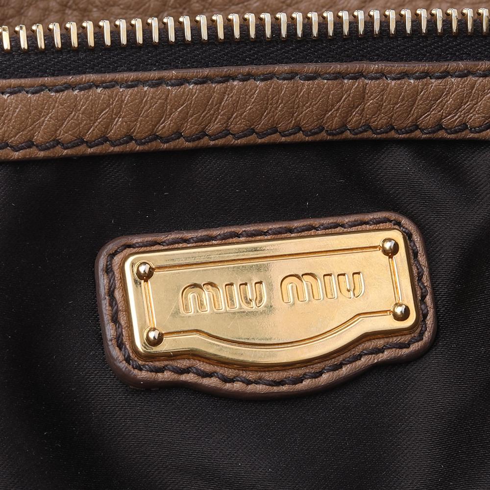 Miu Miu Light Brown Leather Drawstring Shoulder Bag 5