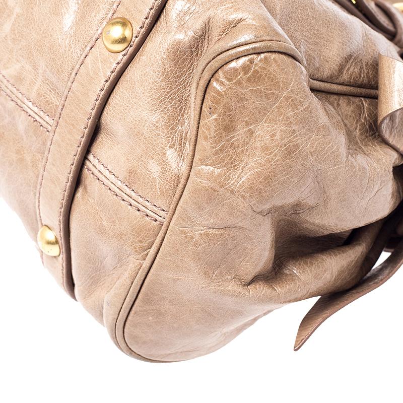 Miu Miu Light Brown Vitello Lux Leather Bow Satchel 2