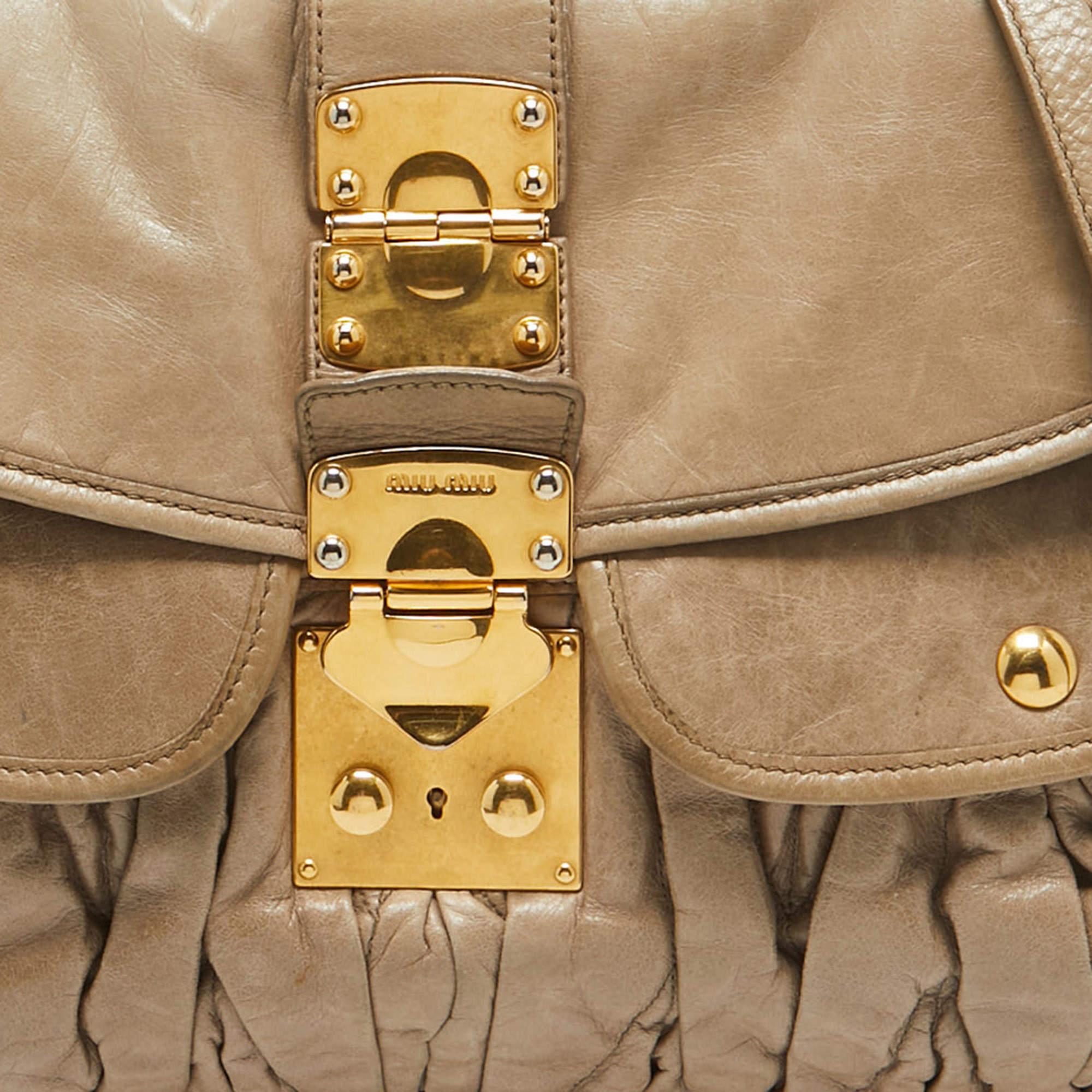 Women's Miu Miu Light Green matelassé Leather Coffer Hobo
