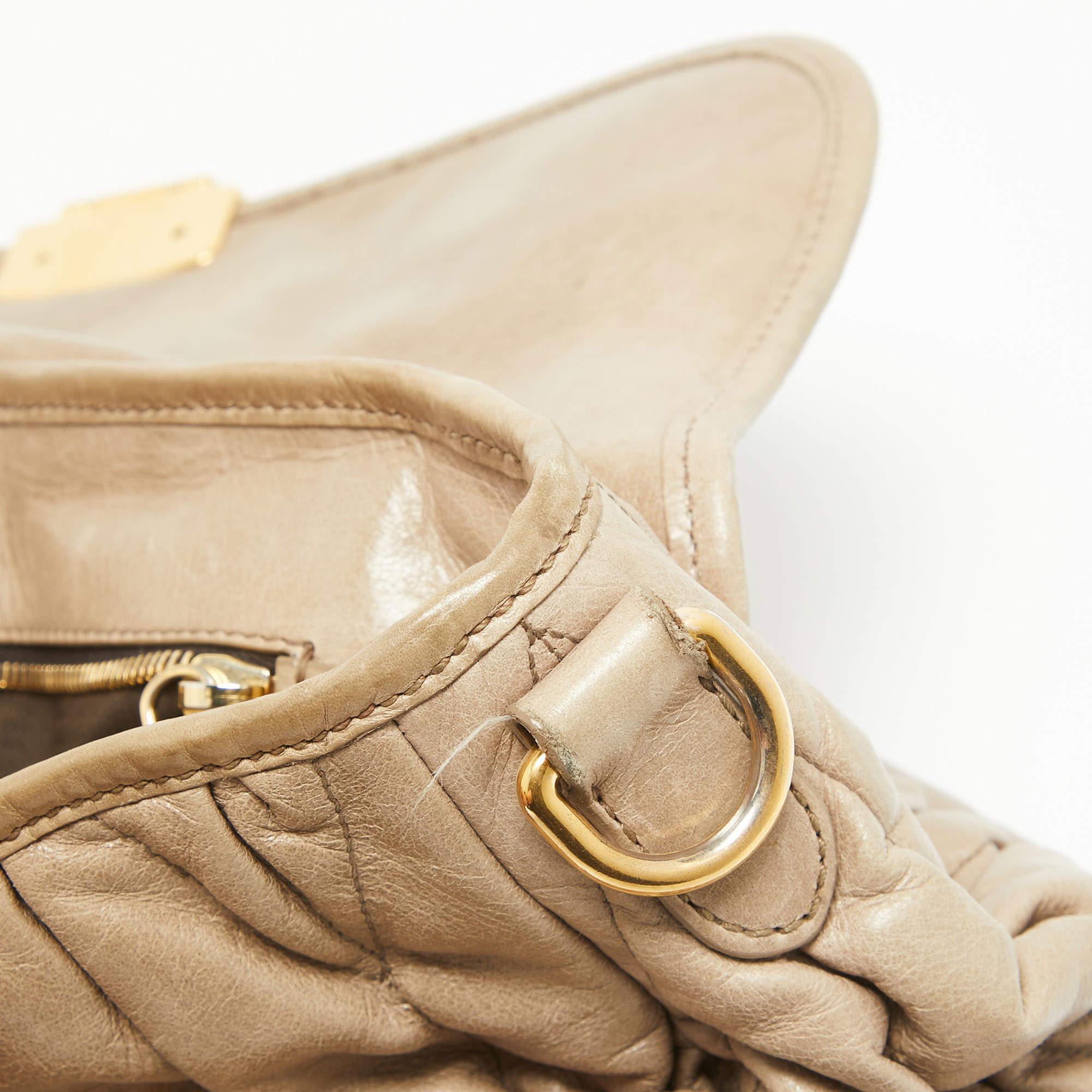 Miu Miu Light Green matelassé Leather Coffer Hobo 1