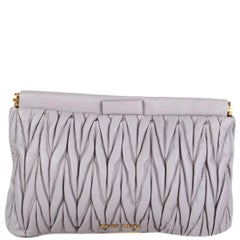 MIU MIU light grey leather MATELASSE QUILTED Clutch Bag