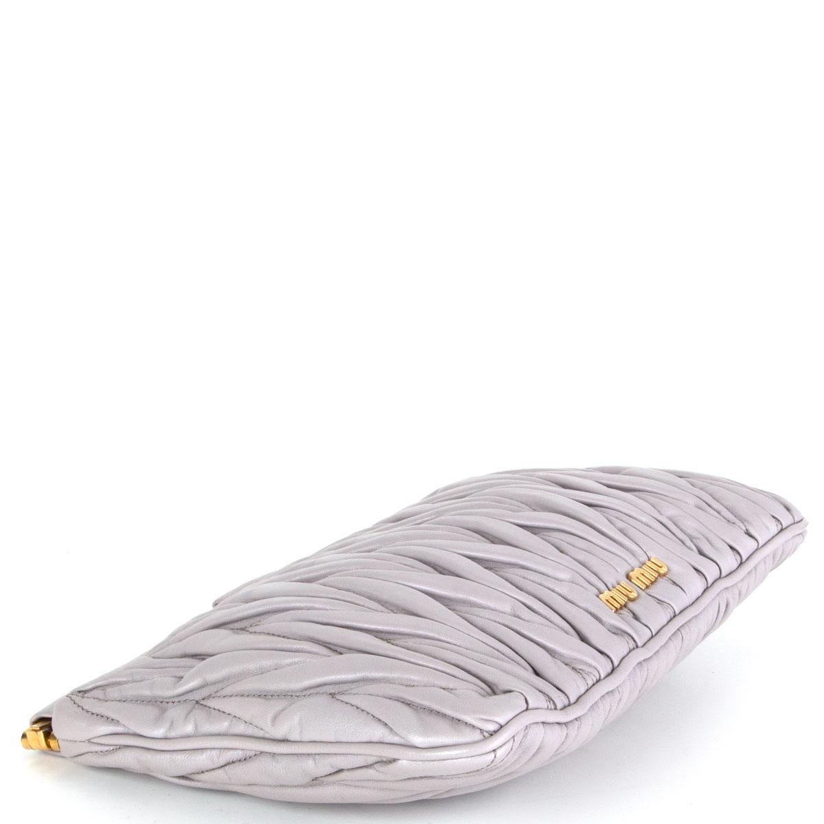 Women's MIU MIU light grey leather MATELASSE QUILTED Clutch Bag For Sale