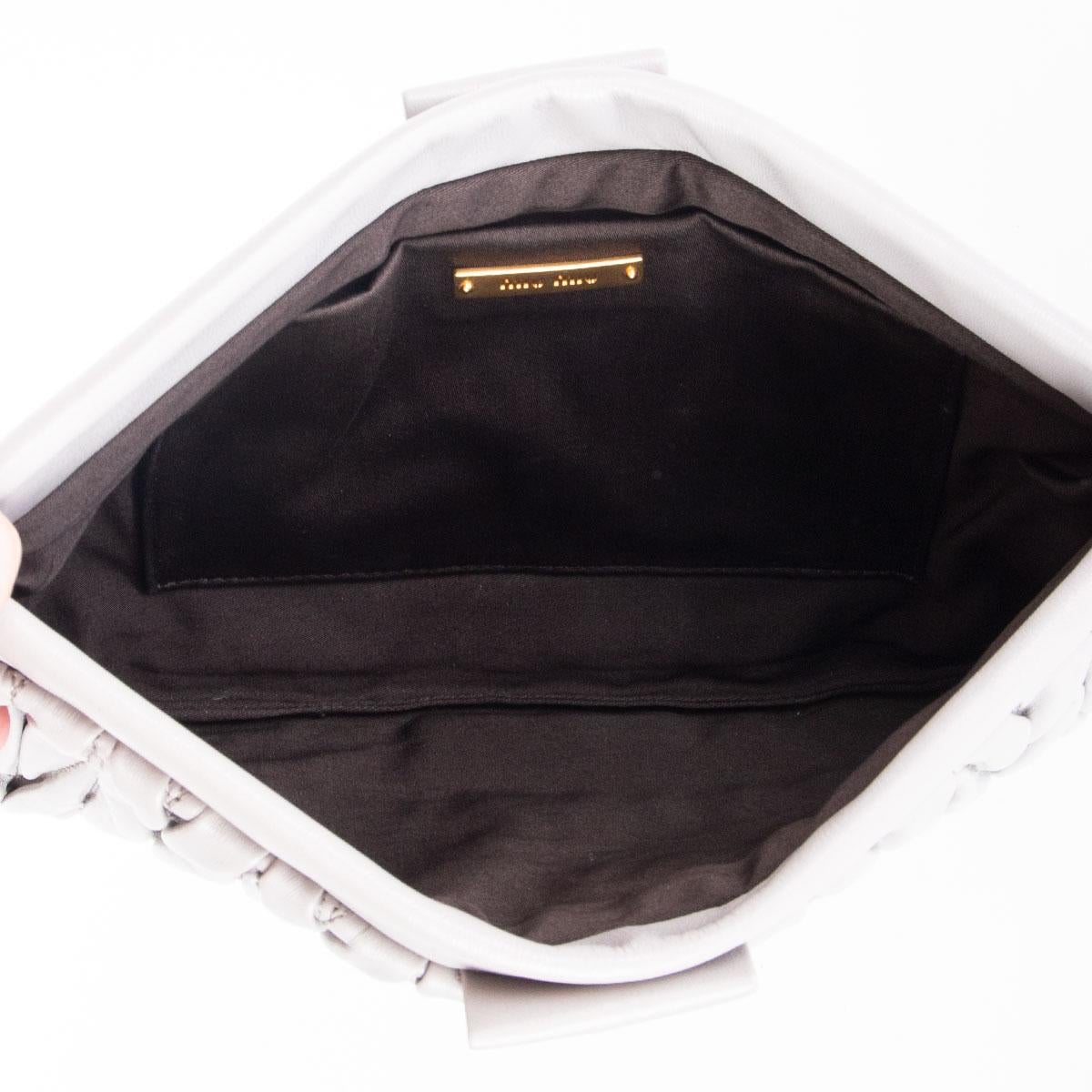 MIU MIU light grey leather MATELASSE QUILTED Clutch Bag For Sale 1