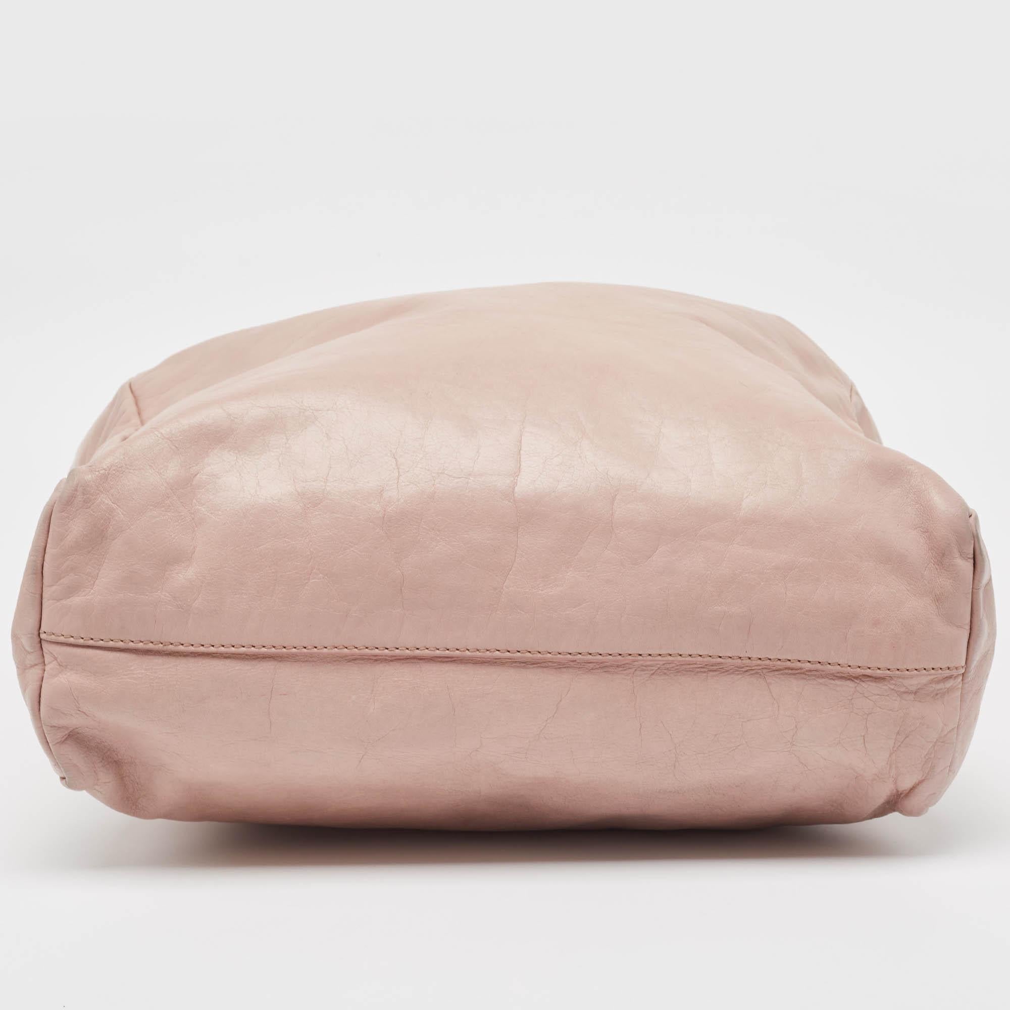 Miu Miu Light Pink Leather Shopper Tote For Sale 10