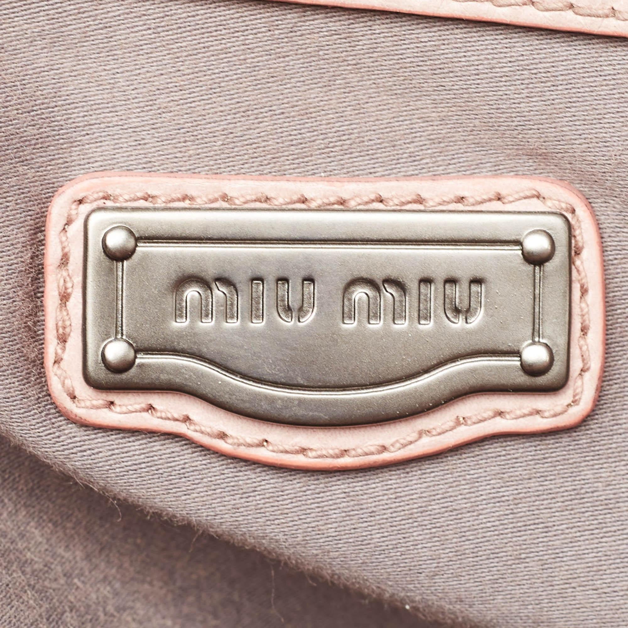 Miu Miu Light Pink Leather Shopper Tote For Sale 5