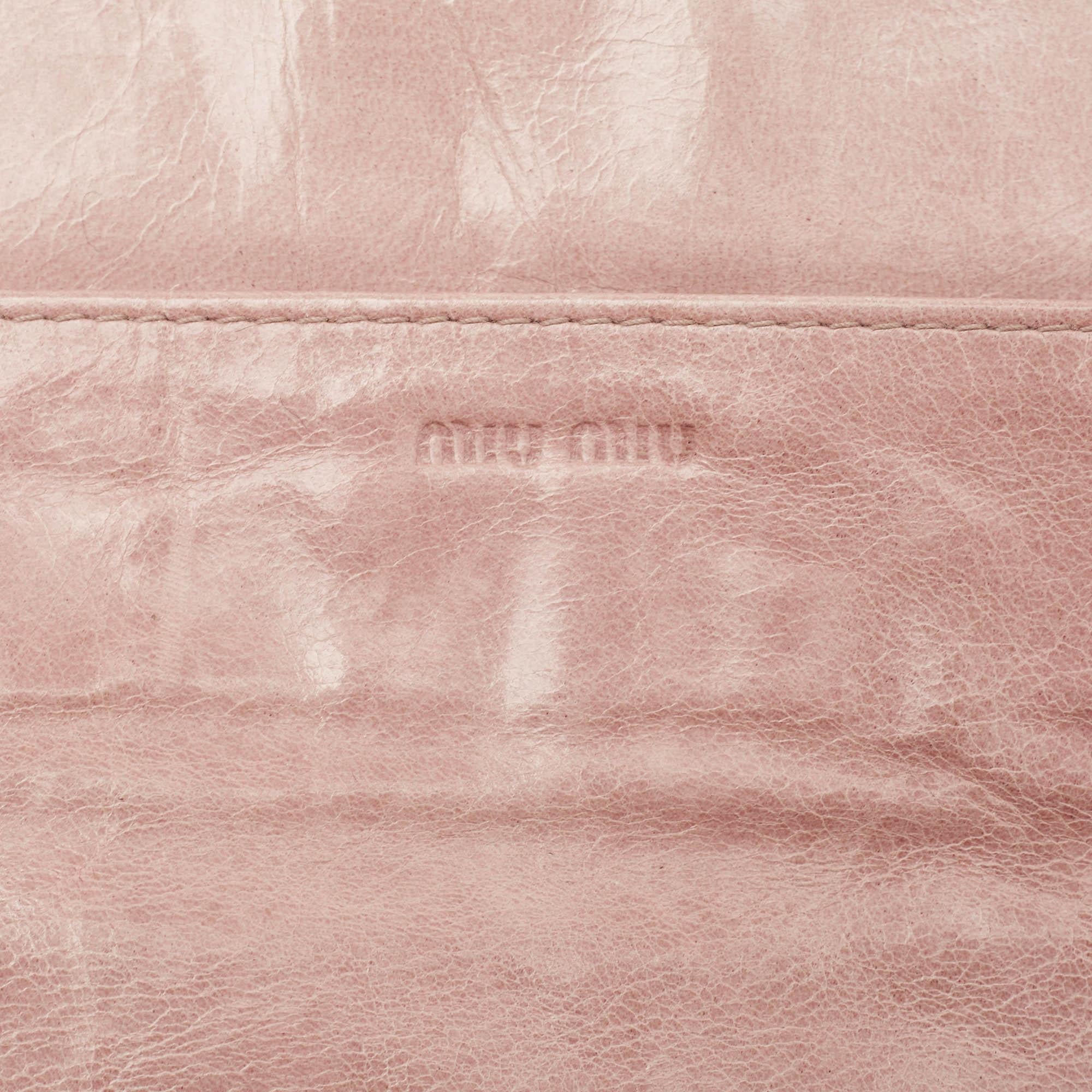 Miu Miu Light Pink Matelassé Leather Flap Continental Wallet 5