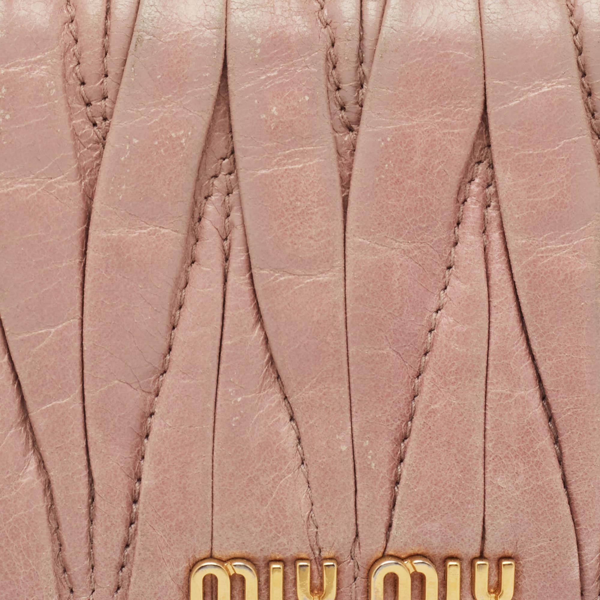 Miu Miu Light Pink Matelassé Leather Flap Continental Wallet 3