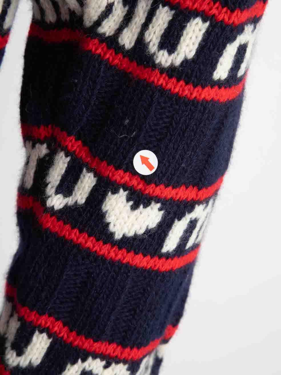 Miu Miu Logo-Intarsia Wool Knit Cardigan Size XS For Sale 3
