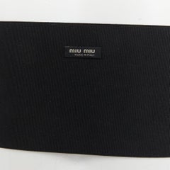 MIU MIU logo patch hook and eye corset wide elastic black cincher waist belt
