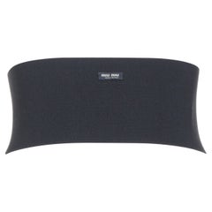 MIU MIU logo patch hook and eye corset wide elastic black cincher waist belt