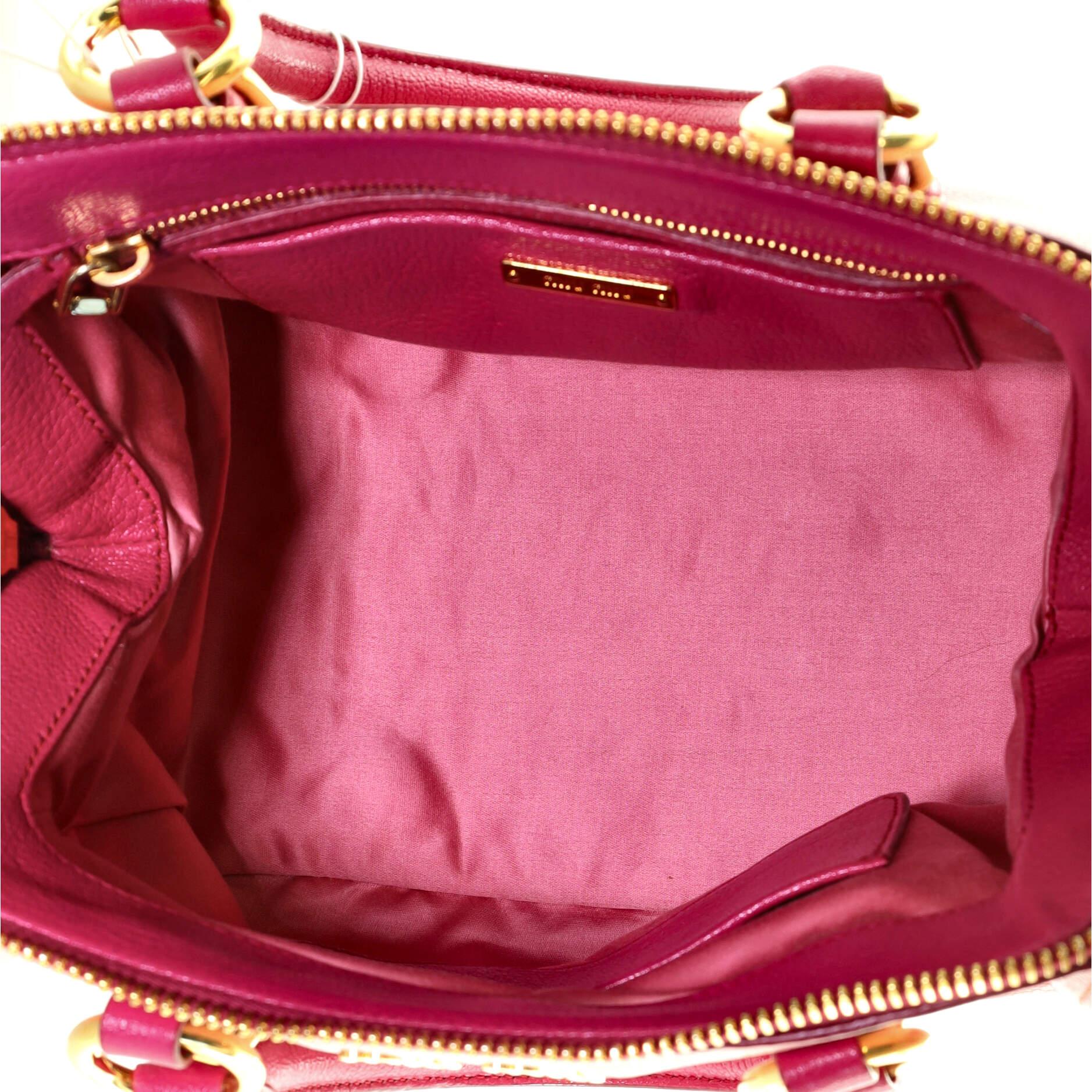 Pink Miu Miu Madras Bowler Bag Leather Small