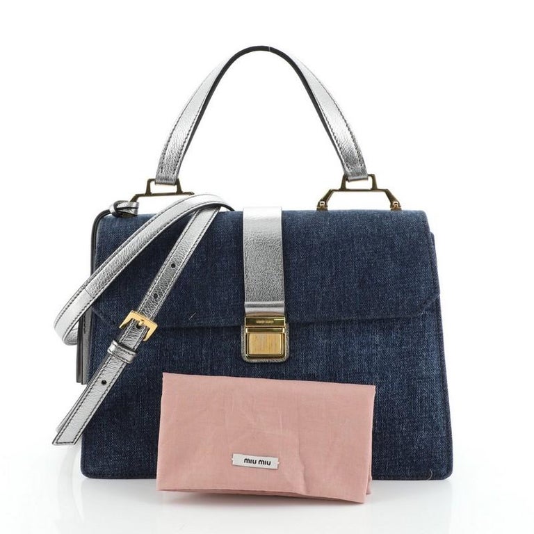 Miu Miu Blue Leather Madras Flap Crossbody Bag Miu Miu | The Luxury Closet