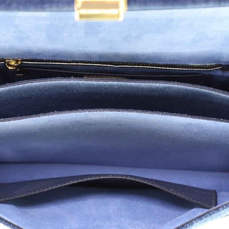 Black Miu Miu  Madras Convertible Compartment Top Handle Bag Denim with Leather 