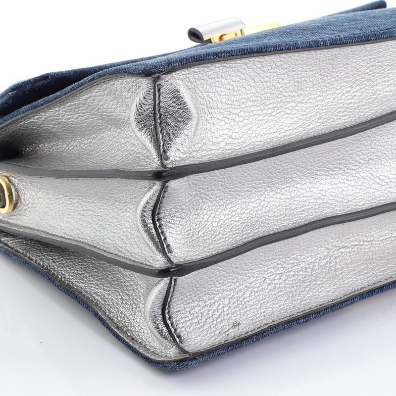 Miu Miu  Madras Convertible Compartment Top Handle Bag Denim with Leather  In Good Condition In NY, NY