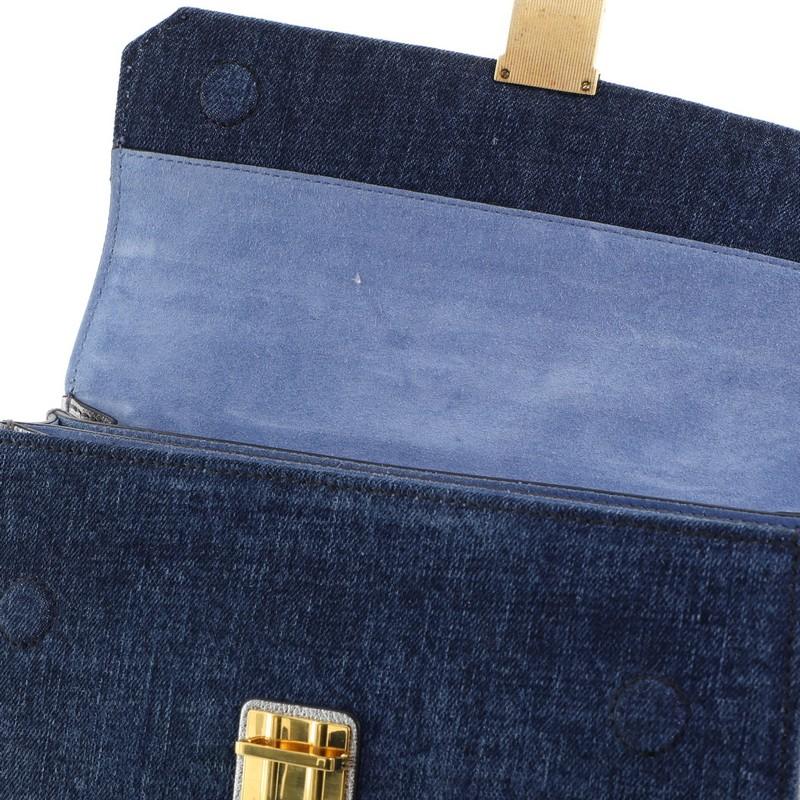 Women's or Men's Miu Miu  Madras Convertible Compartment Top Handle Bag Denim with Leather 