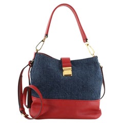 Miu Miu Madras Convertible Hobo Denim and Leather Small