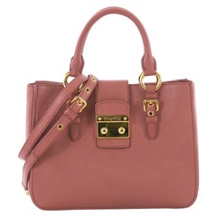 Miu Miu Madras Convertible Lock Tote Leather Small