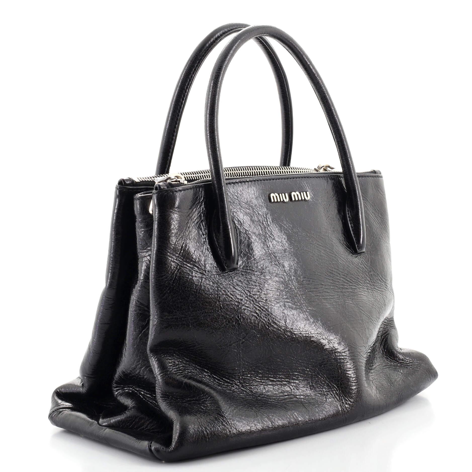 Miu Miu  Madras Cabrio-Tasche Vitello Shine Medium (Schwarz)
