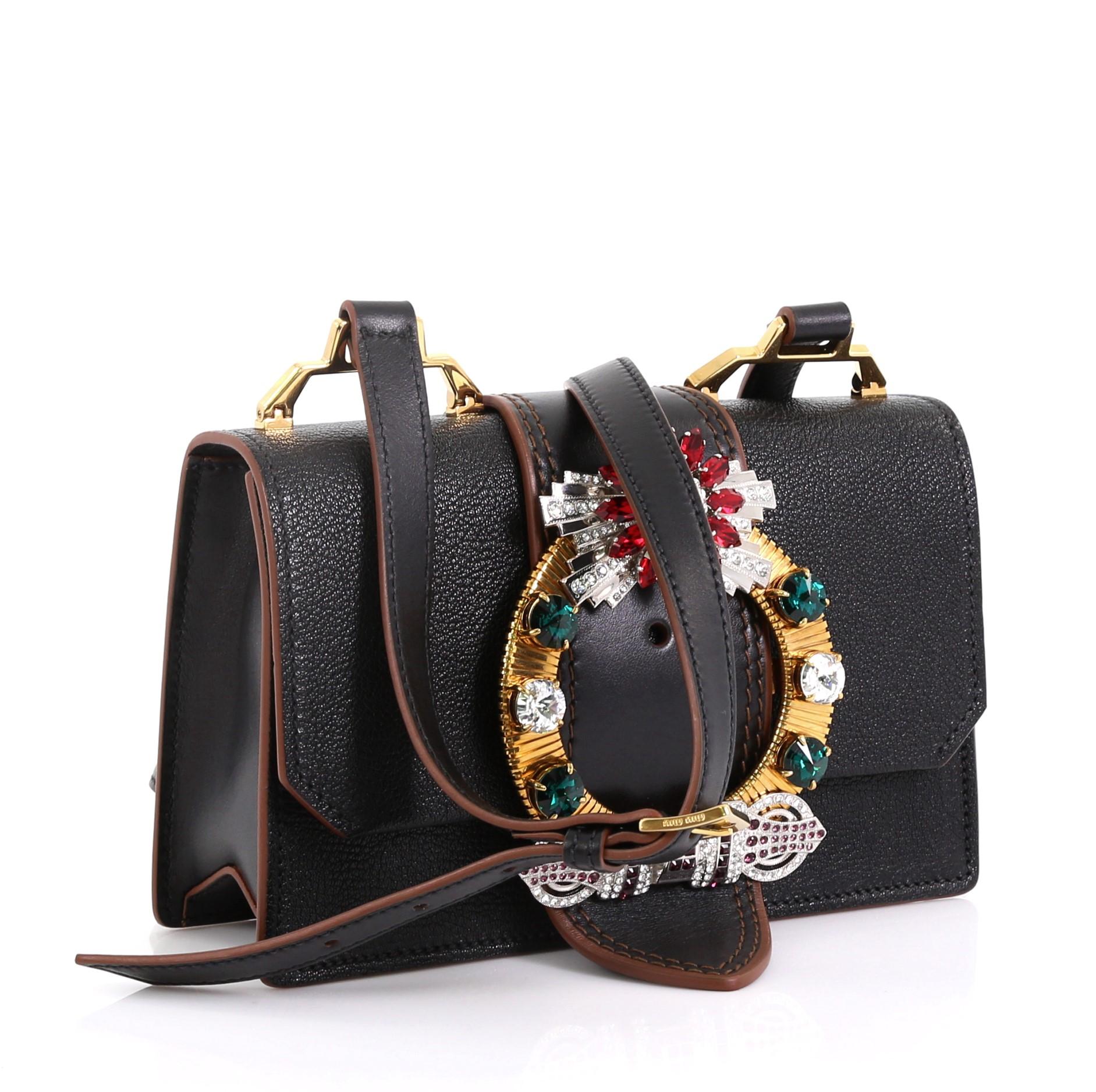 miu miu madras leather shoulder bag