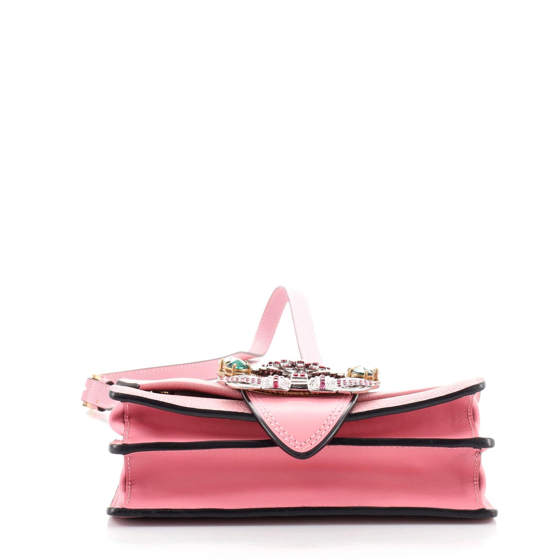 Miu Miu Madras Crystal Buckle Shoulder Bag Leather Small In Good Condition In NY, NY