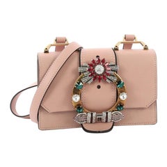 Miu Miu Madras Crystal Buckle Shoulder Bag Leather Small
